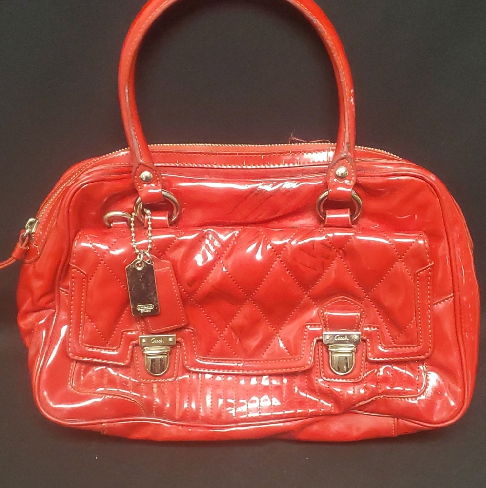 Womens vintage red coach shoulder bag